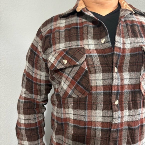 River Trade Men 100% Wool Blend ButtonDown Long Sleeves Plaid Flannel Shirt Sz L - Picture 9 of 17